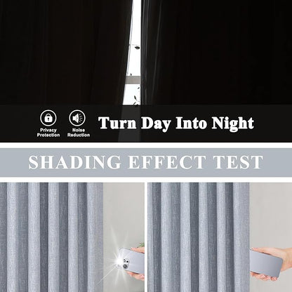 Vision Home Chambray Blue Full Blackout Curtains Pinch Pleated Room Darkening - Image 4