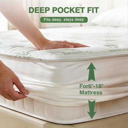 king mattress protector waterproof, cooling fitted mattress cover, side view