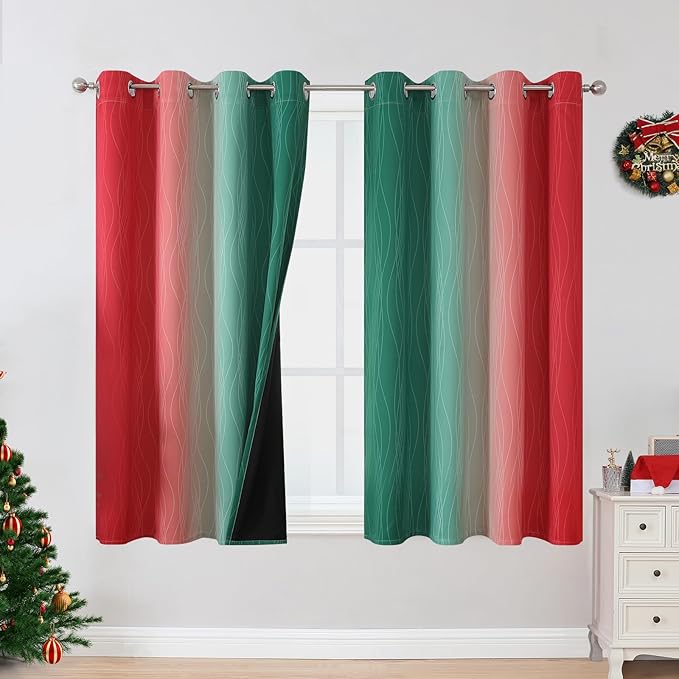 Estelar Textiler Red and Green Blackout Curtains 45 Inch Length, Full Room by ESTELARTEXTILER
