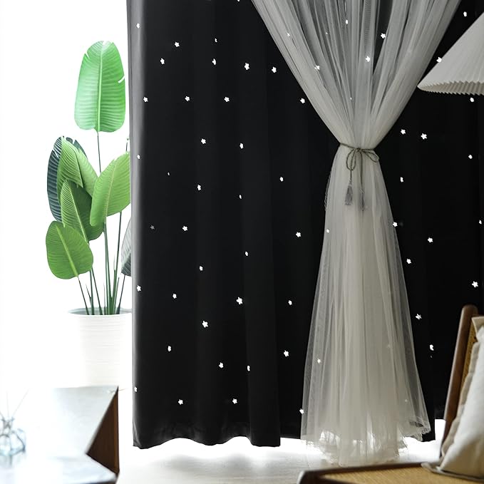Kinryb Kids Blackout Curtains for Bedroom/Living Room/Classroom, Sheer Overlay - Image 6