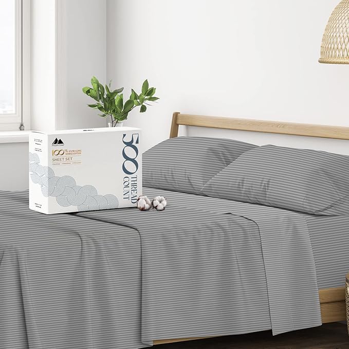 Mayfair Linen 100% Cotton Striped Sheets King Size Bed Set by MayfairLinen