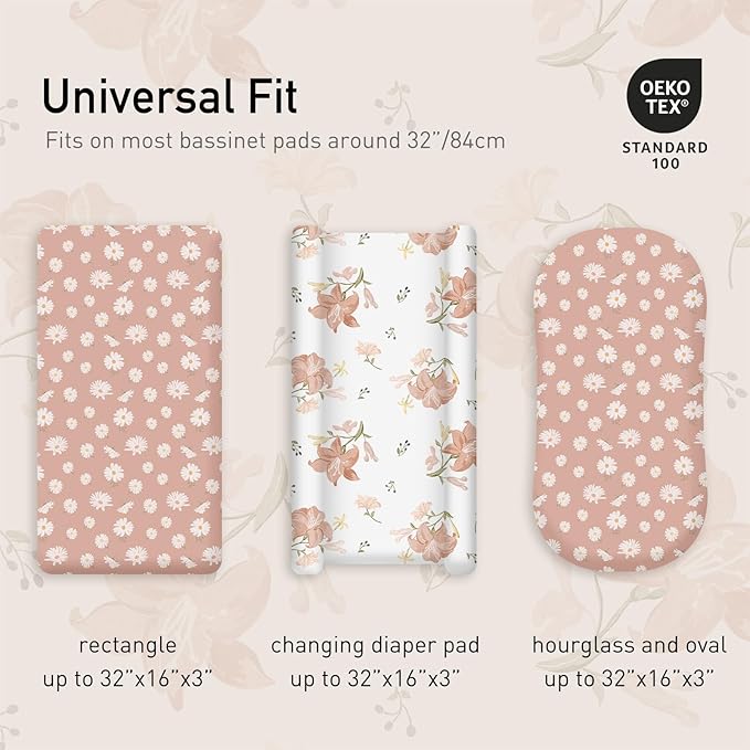 Gllquen Baby Bassinet Sheets Set 2-Pack, Breathable Cozy Bassinet Fitted Sheet - Image 3