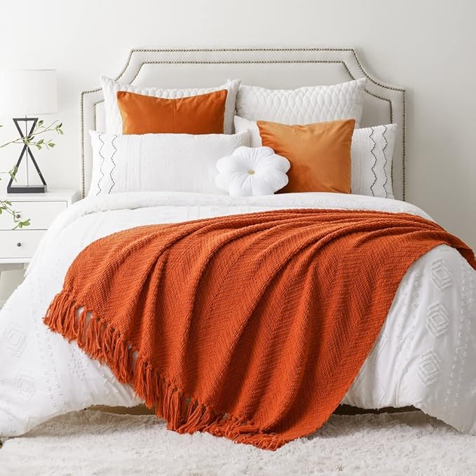 BATTILO HOME Burnt Orange Throw Blanket - Image 7
