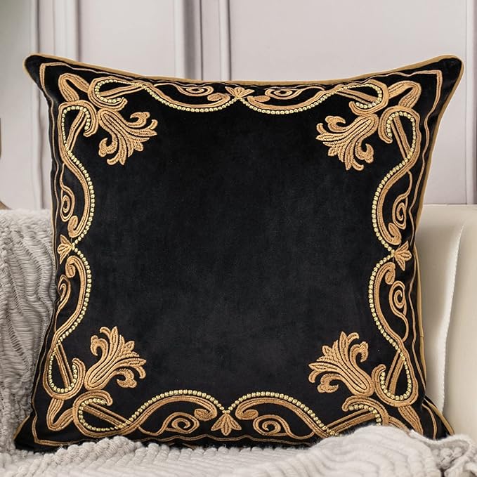 Aeckself European Floral Pillow Cover 24x24 Inch, Large Luxury Velvet by AECKSELF