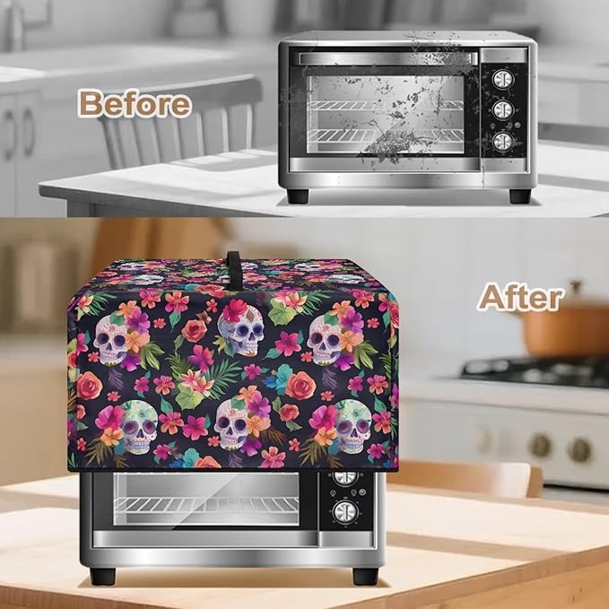 Microwave Oven Cover, Halloween Skull Heat-Resistant Polyester Machine - Image 4