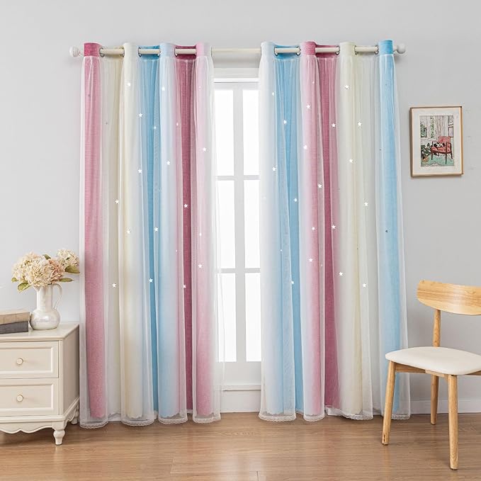 FANLI Ombre Rainbow Blackout Curtains by FANLI