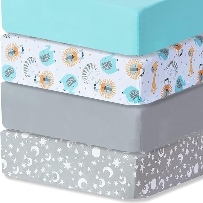 Bimocosy Crib Sheets 4 Pack, Baby Crib Sheets Fitted by bimocosy