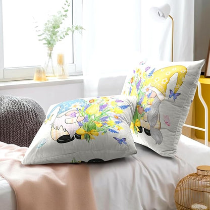 Spring Gnome Decorative Throw Pillow Cover 20x20 Inch Set of 2 Bloom Flower - Image 5