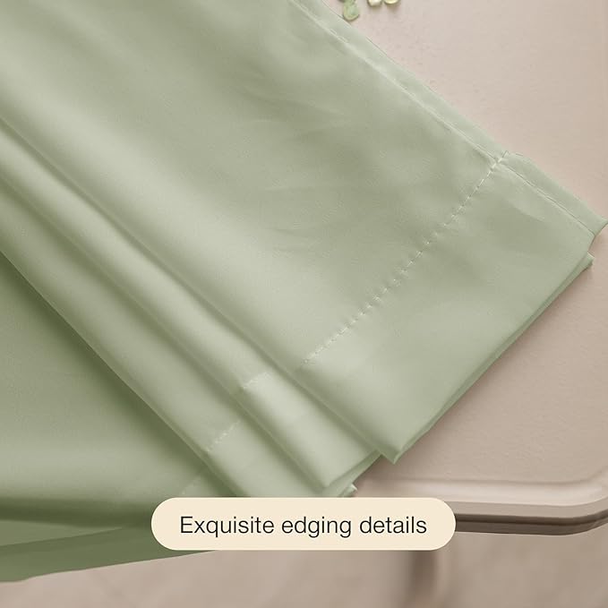 Anmao Non-See-Through Sage Green Privacy Semi Sheer Curtains - Image 9