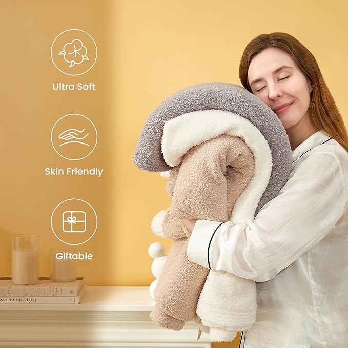 Snuggle Sac Beige Throw Blanket - Image 4