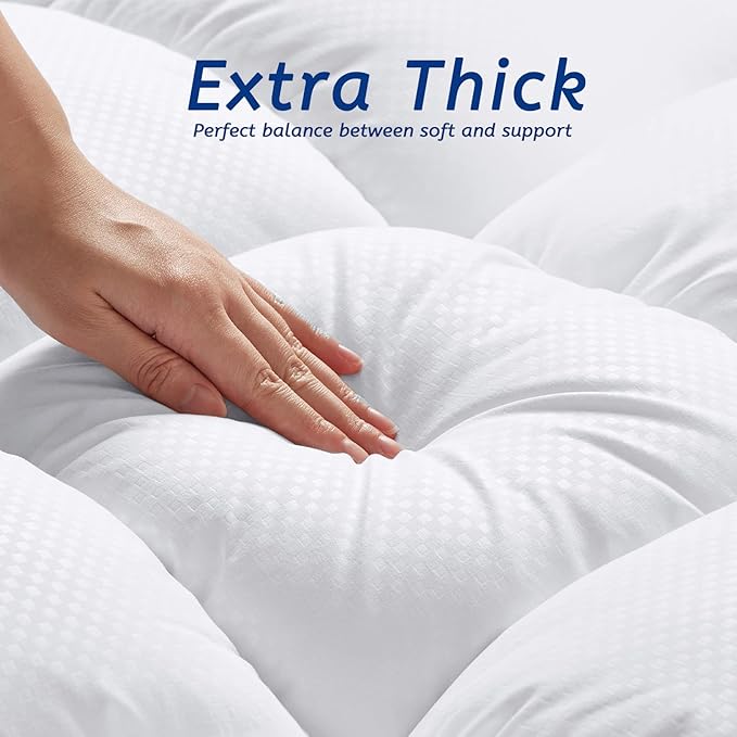 King Size Mattress Topper for Back Pain, Cooling Extra Thick Mattress Pad Cover - Image 3