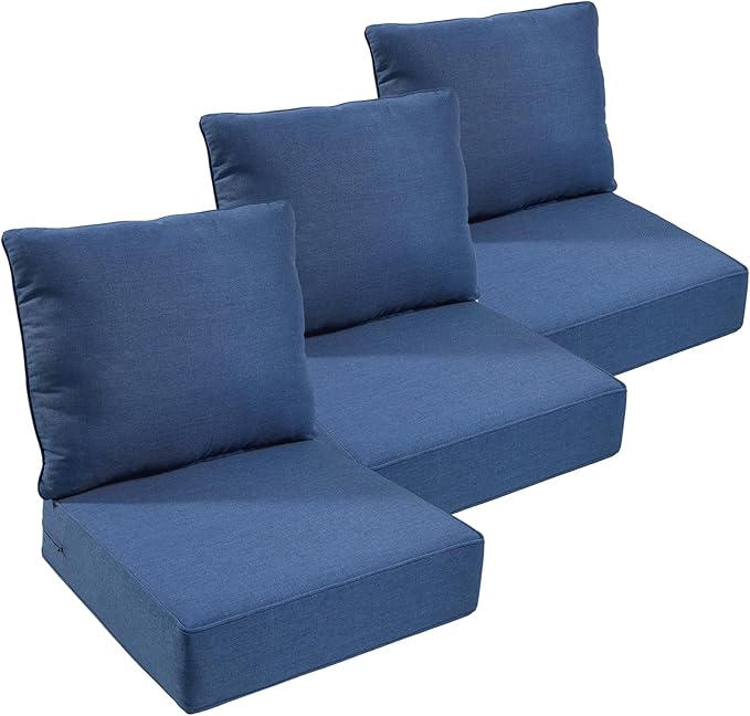 Outdoor Chair Cushions Set of 3, Waterproof 24x24 Patio Chair Cushion, Couch by moosprr