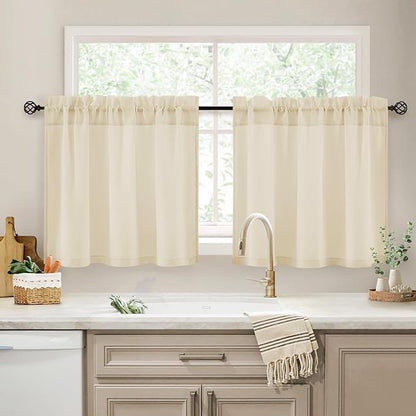 HOMEIDEAS Non-See-Through Taupe Privacy Kitchen Sheer Curtains 24 Inches Long 2 by HOMEIDEAS