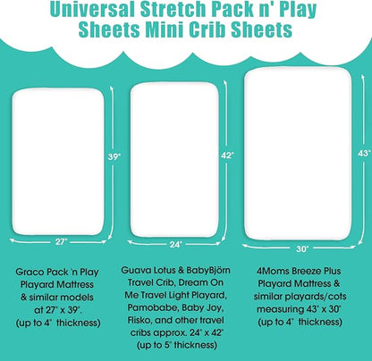 Pack n Play Sheets, BROLEX 2 Pack Mini Crib Sheets, Stretchy Portable Fitted - Image 2