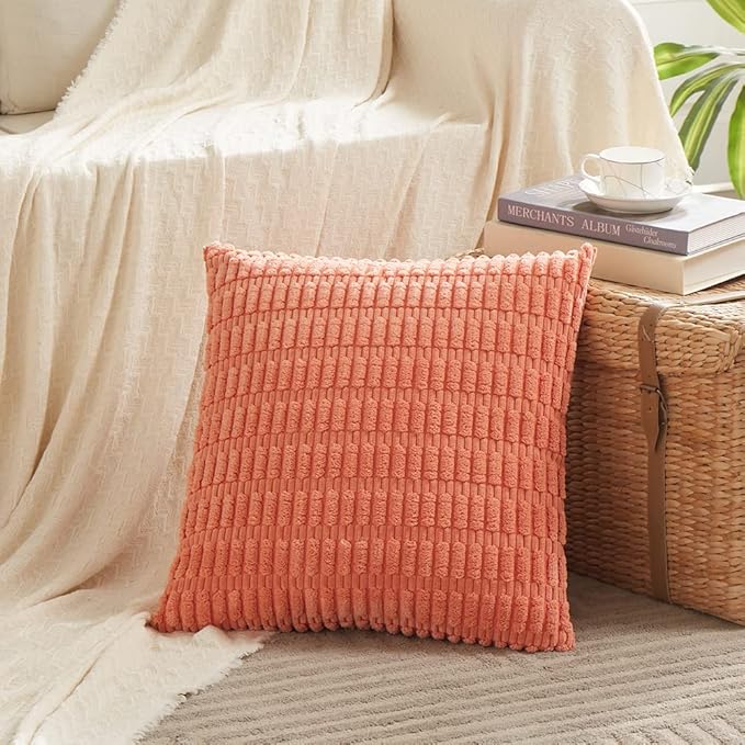 Fancy Homi 4 Packs Boho Coral Decorative Throw Pillow Covers 26x26 Inch - Image 2