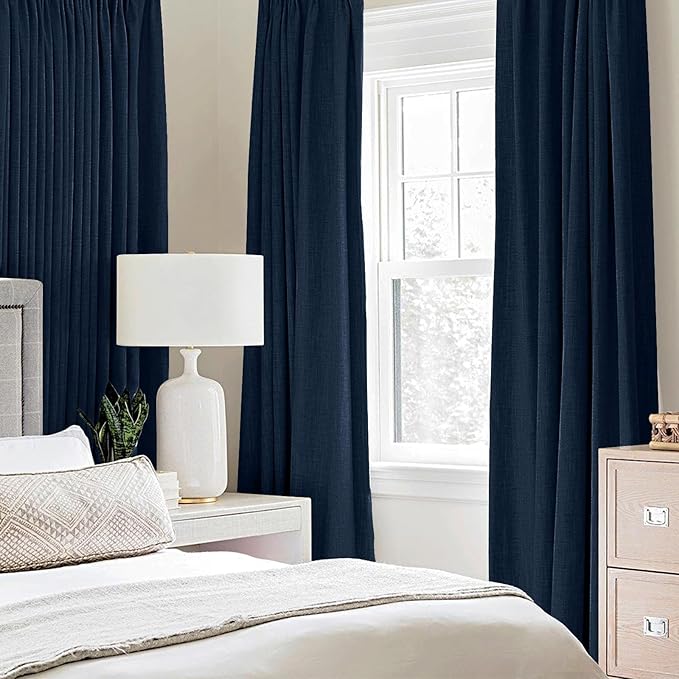 MIULEE Linen Textured Curtains for Bedroom Solid 100% Blackout Thermal - Image 2