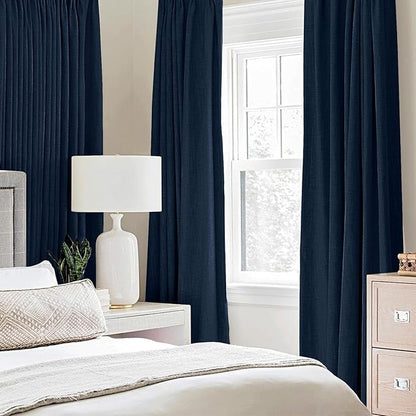MIULEE Linen Textured Curtains for Bedroom Solid 100% Blackout Thermal - Image 2