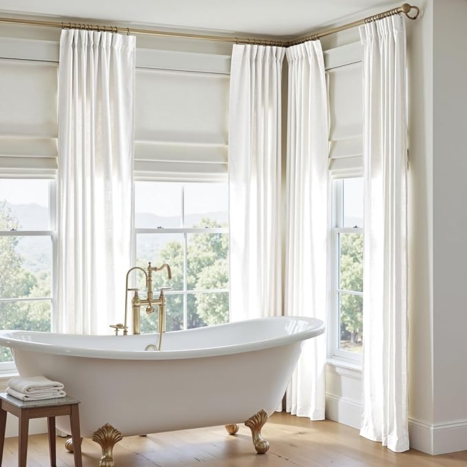 jinchan Linen Curtains 50W x 90L Inch Off White - Image 5