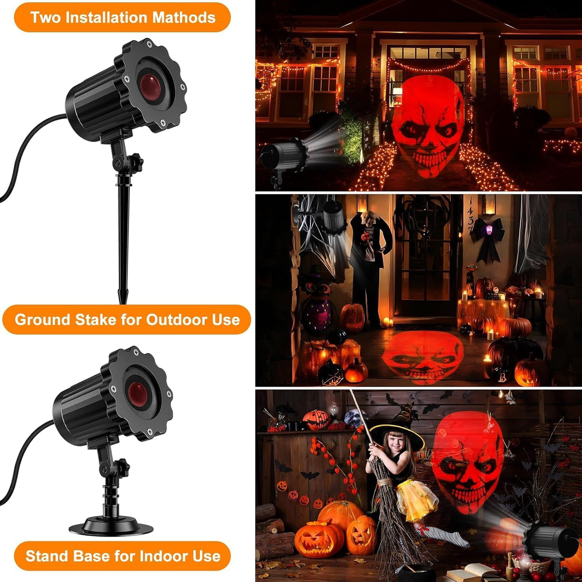 Halloween Projector Lights Outdoor,Skull Halloween Projector for Yard