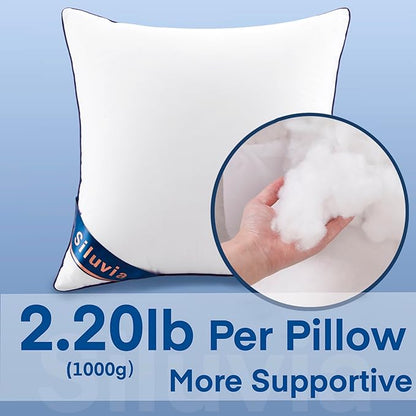 Siluvia 22"x22" Pillow Insert Set of 2 Square Throw 22 Pillows - Image 2