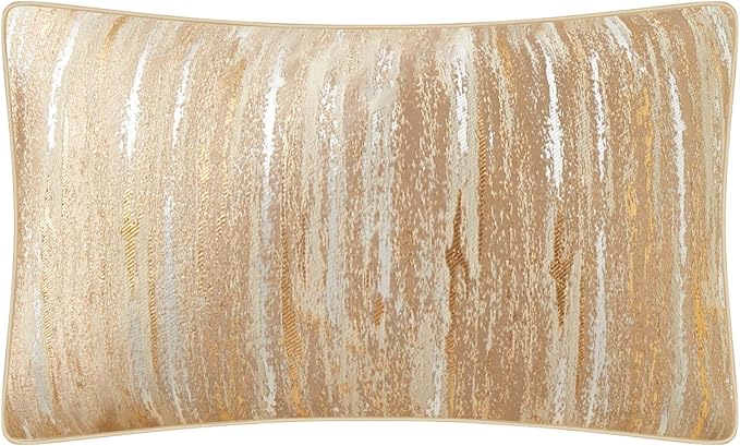 THE-TINOART Gold & Silver Striped Jacquard Pillow Cover 12x20 Inch by Unknown
