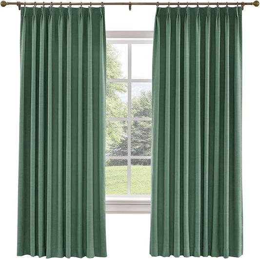 TWOPAGES 36 W x 102 L inch Pinch Pleated Curtain Room Darkening Linen Drapery by TWOPAGES