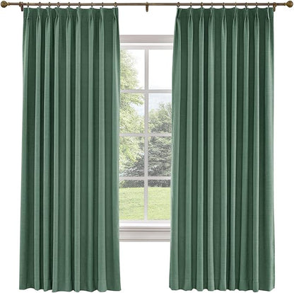 TWOPAGES 36 W x 96 L inch Pinch Pleated Curtain Room Darkening Linen Drapery by TWOPAGES