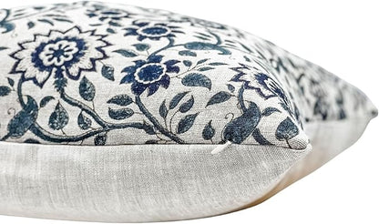 Designer Floral Print on Natural Linen Pillow Cover, Boho Pillow Cover - Image 4
