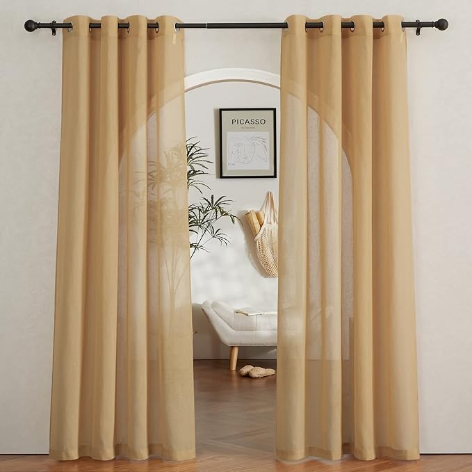 NICETOWN Sheer Linen Curtains 84 inch Long by NICETOWN