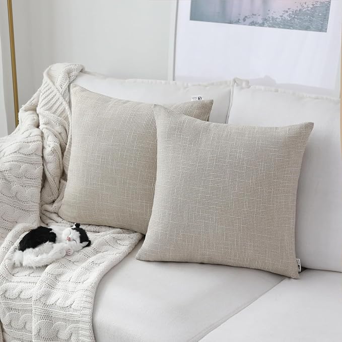 Pack of 2, Kevin Textile Decorative 2 Tone Linen Pillow Covers Farmhouse Boho by KevinTextile