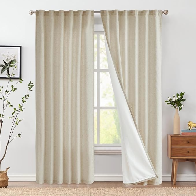 jinchan Oat Lined Linen Blend Curtain - Image 2