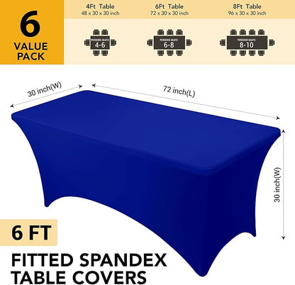 6-Pack Premium Royal Blue Spandex Tablecloths - Image 6