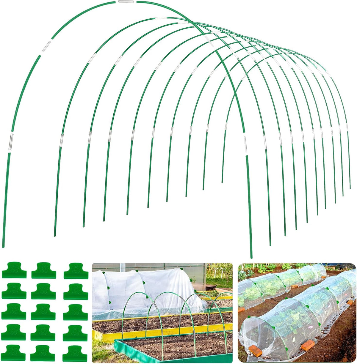 greenhouse hoops grow tunnel wide, 8ft rust-free fiberglass, main product view