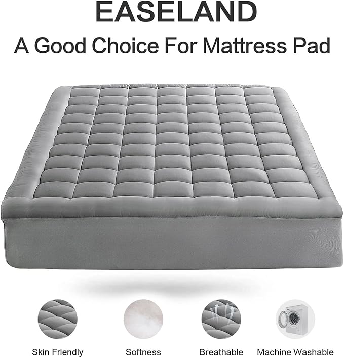 EASELAND Twin Size Mattress Pad Pillow Top Mattress Cover Quilted Fitted - Image 2