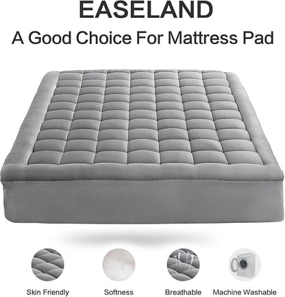 EASELAND Queen Size Mattress Pad Pillow Top Mattress Cover Quilted Fitted - Image 2