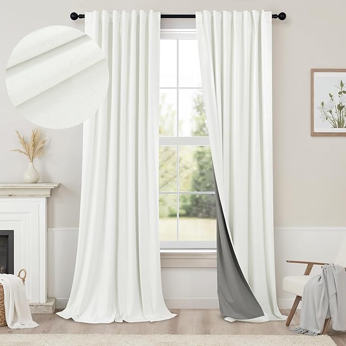102 Inch Blackout Curtains 2 Panel Set Length Modern Decorative Dark Out Curtain by Pitalk