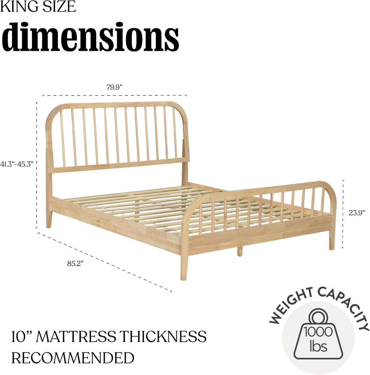 dg casa wesley solid wood king size bed, view 9