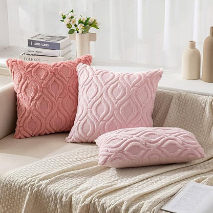 MIULEE Coral Red Throw Pillow Covers 16x16 Inch, Soft Winter Plush Faux Wool - Image 5