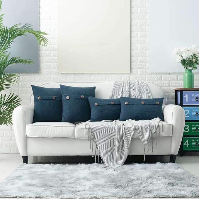 HWY 50 Blue Chenille Throw Pillow Covers 12x20 Inch - Image 6
