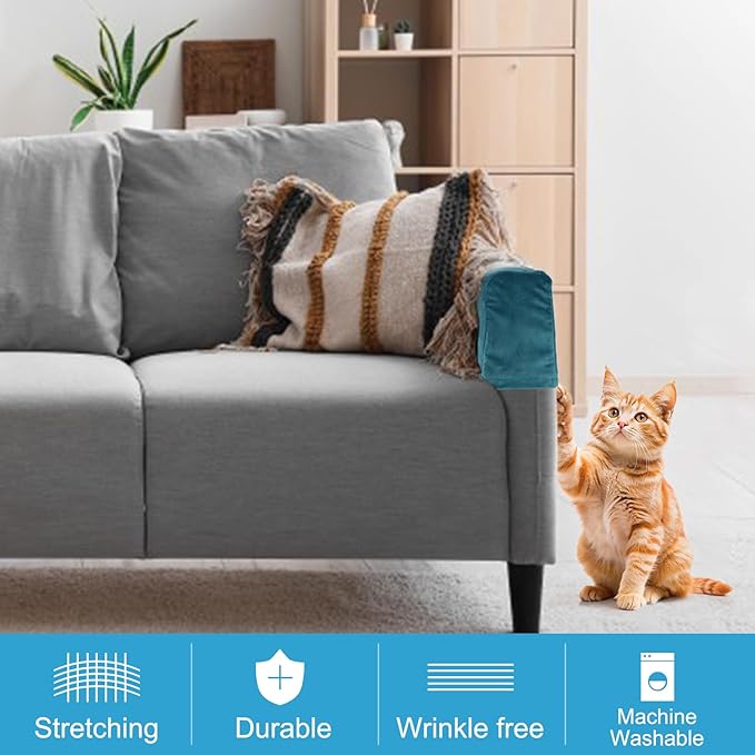 uxcell 2Pcs Stretch Armrest Covers, Polyester Soft Armchair Slipcovers Couch - Image 4