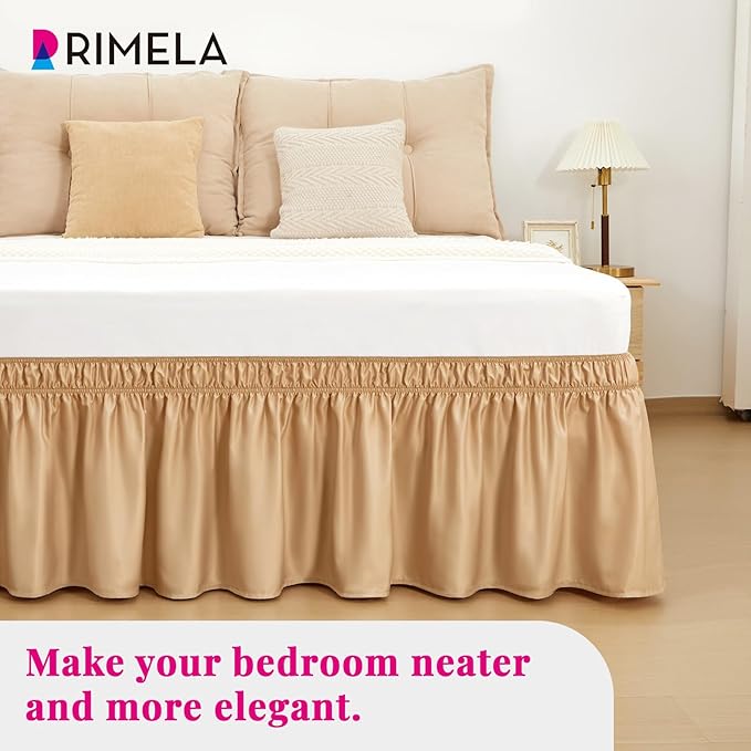 RIMELA Bed Skirt Queen Size Champagne Gold 15 Inch Drop, Wrap Around Elastic - Image 9