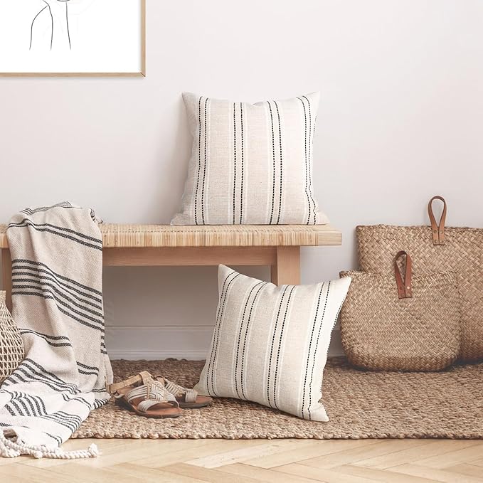 AELS 16x16 Decorative Farmhouse Linen Throw Pillow Covers, Boho Textured Pillow - Image 5