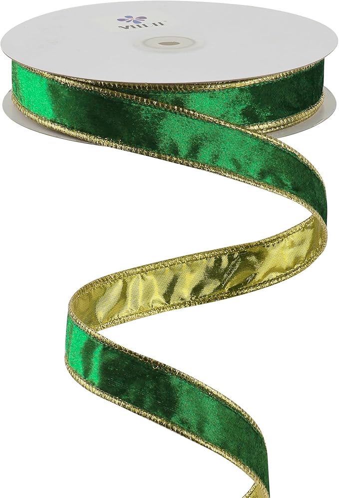 MEEDEE Crushed Green Velvet Ribbon by MEEDEE