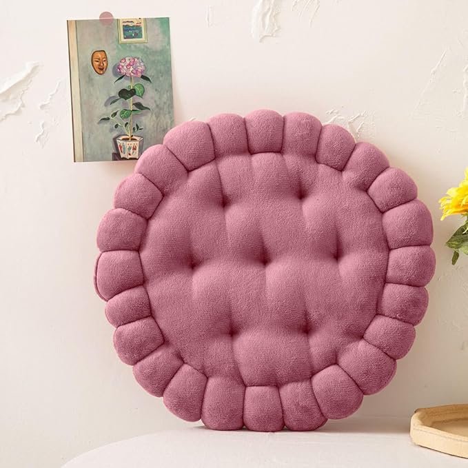 vctops Round Chair Pad Seat Cushion Solid Velvet Color Seat Pad Indoor Floor by vctops