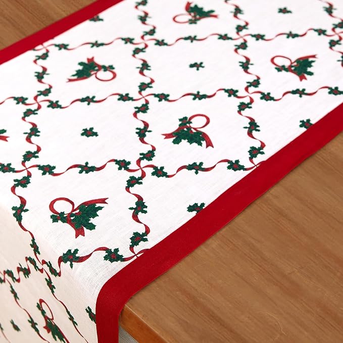 Solino Home 100% Pure Linen Christmas Table Runner 72 Inches Long - Image 8