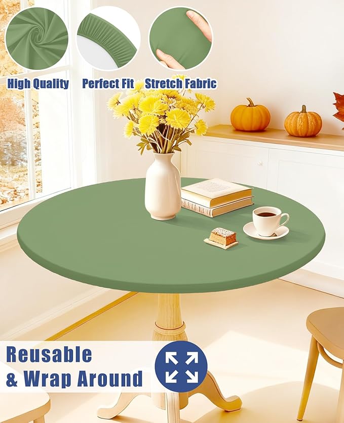 Round Spandex Tablecloth, Elastic Fitted Waterproof Tablecloths - Image 5