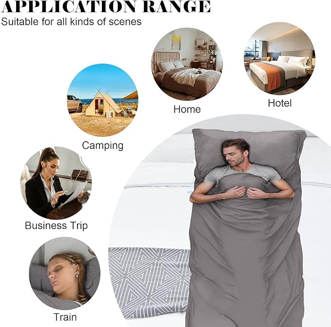 Sleeping Bag Liner, Travel Sheet & Adult Sleep Sack, Camping Sheets Travel - Image 9