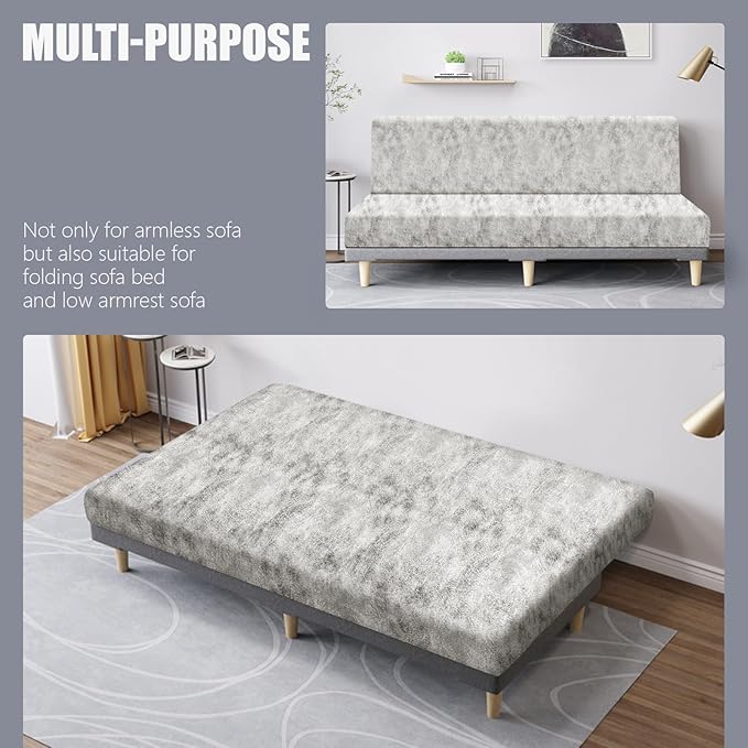 molasofa Leather Like Stretch Futon Slipcover Armless Futon Bed Sofa Cover - Image 5