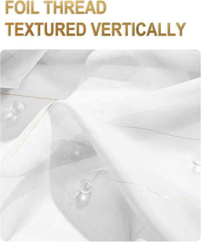Foil Stripe White Sheer Curtains 54 inches Length 2 Panels - Image 3