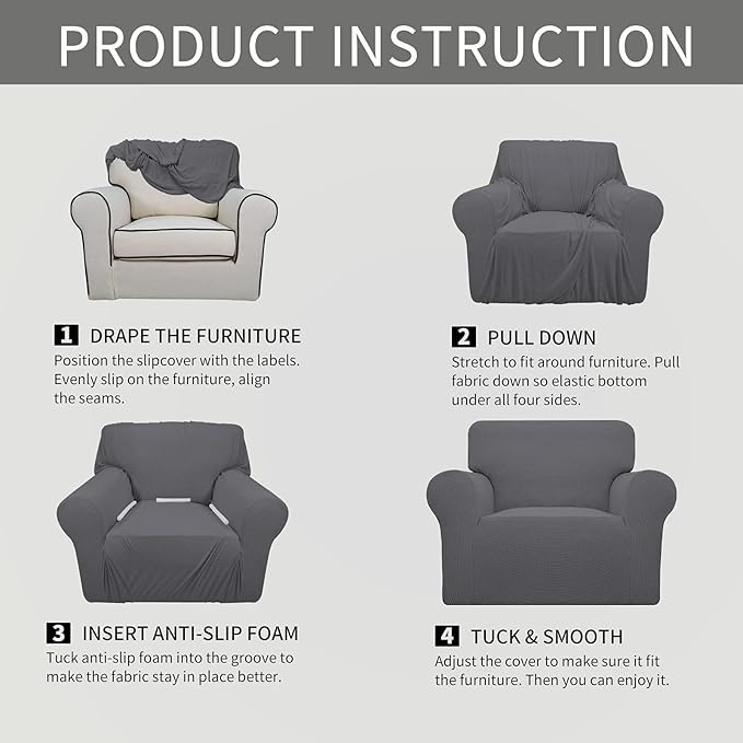 Easy-Going Stretch Oversized Chair Sofa Slipcover 1-Piece Couch Sofa Cover - Image 6
